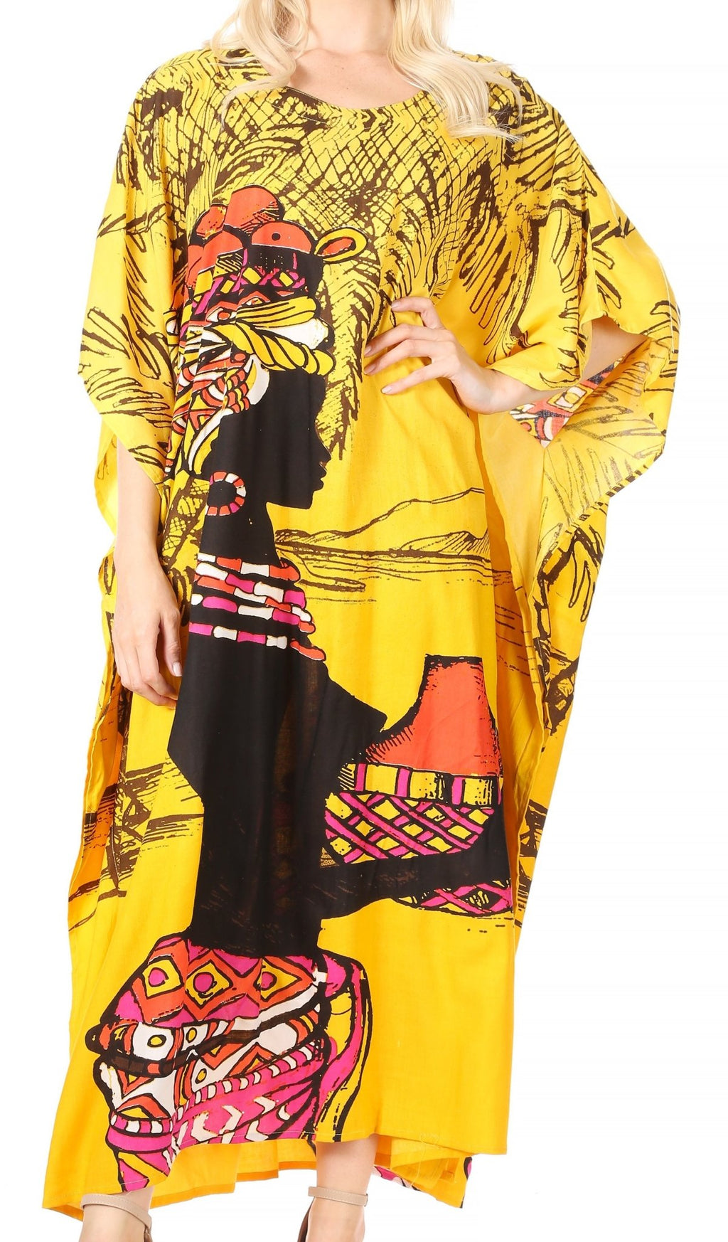 Sakkas Mera Women's Long Loose Short Sleeve Summer Casual Caftan Kaftan Dress - Buy One, Get One 50% Off dresses La Vie Bien Sakkas Mera Women's Long Loose Short Sleeve Summer Casual Caftan Kaftan Dress - Buy One, Get One 50% Off