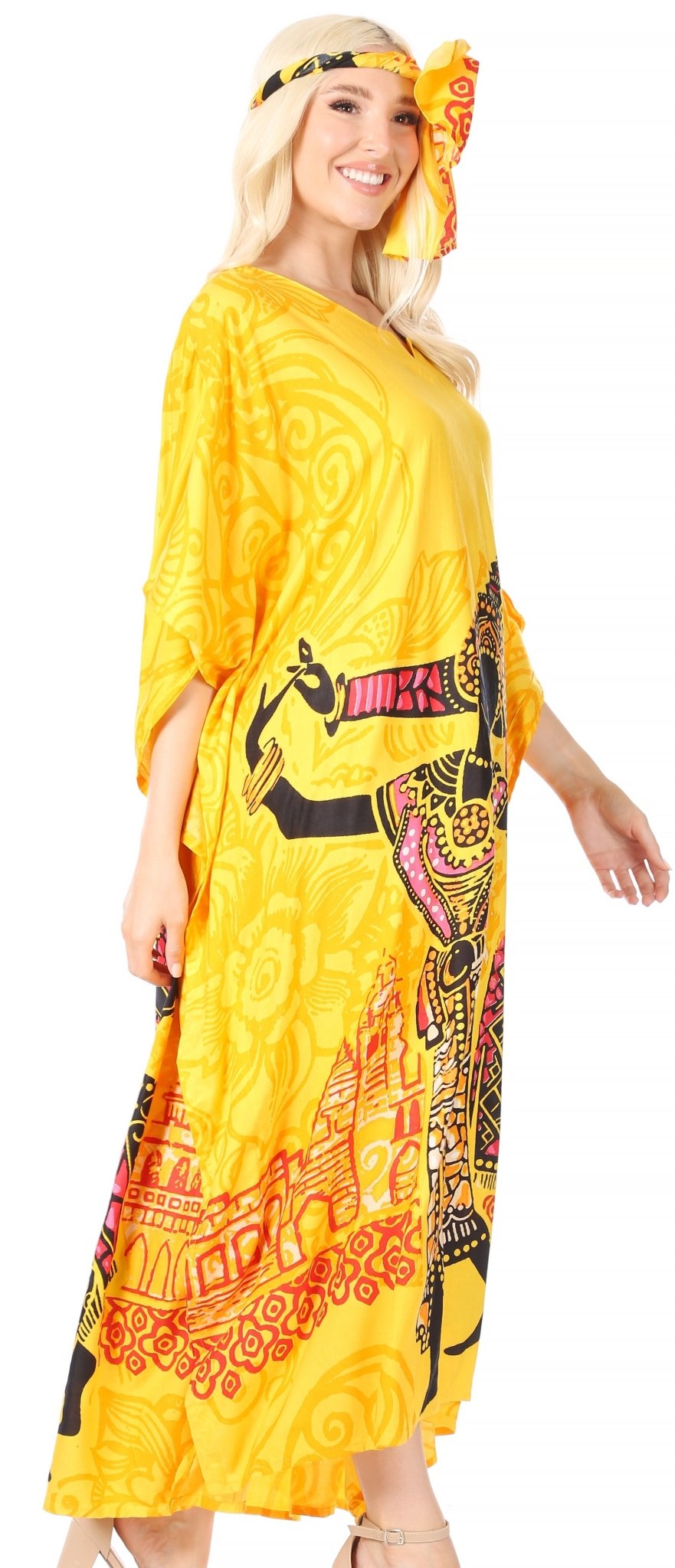 Sakkas Mera Women's Long Loose Short Sleeve Summer Casual Caftan Kaftan Dress - Buy One, Get One 50% Off dresses La Vie Bien Sakkas Mera Women's Long Loose Short Sleeve Summer Casual Caftan Kaftan Dress - Buy One, Get One 50% Off