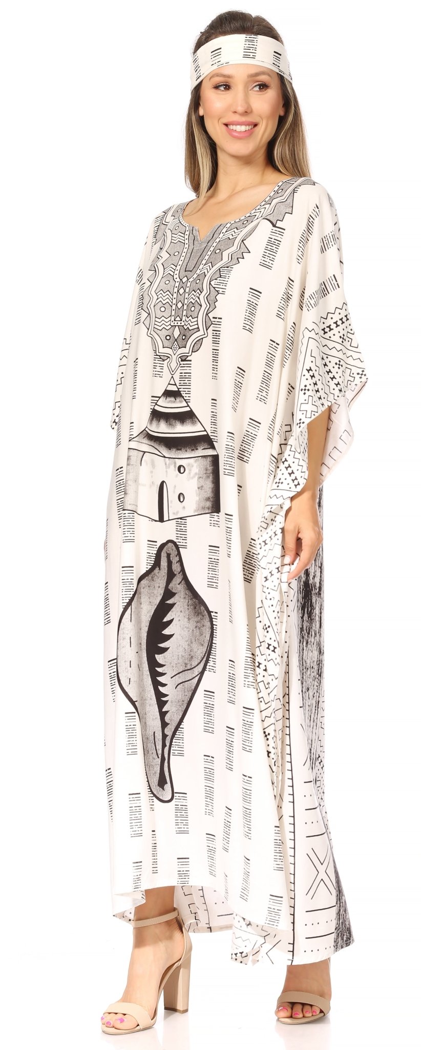 Sakkas Mera Women's Long Loose Short Sleeve Summer Casual Caftan Kaftan Dress - Buy One, Get One 50% Off dresses La Vie Bien Sakkas Mera Women's Long Loose Short Sleeve Summer Casual Caftan Kaftan Dress - Buy One, Get One 50% Off