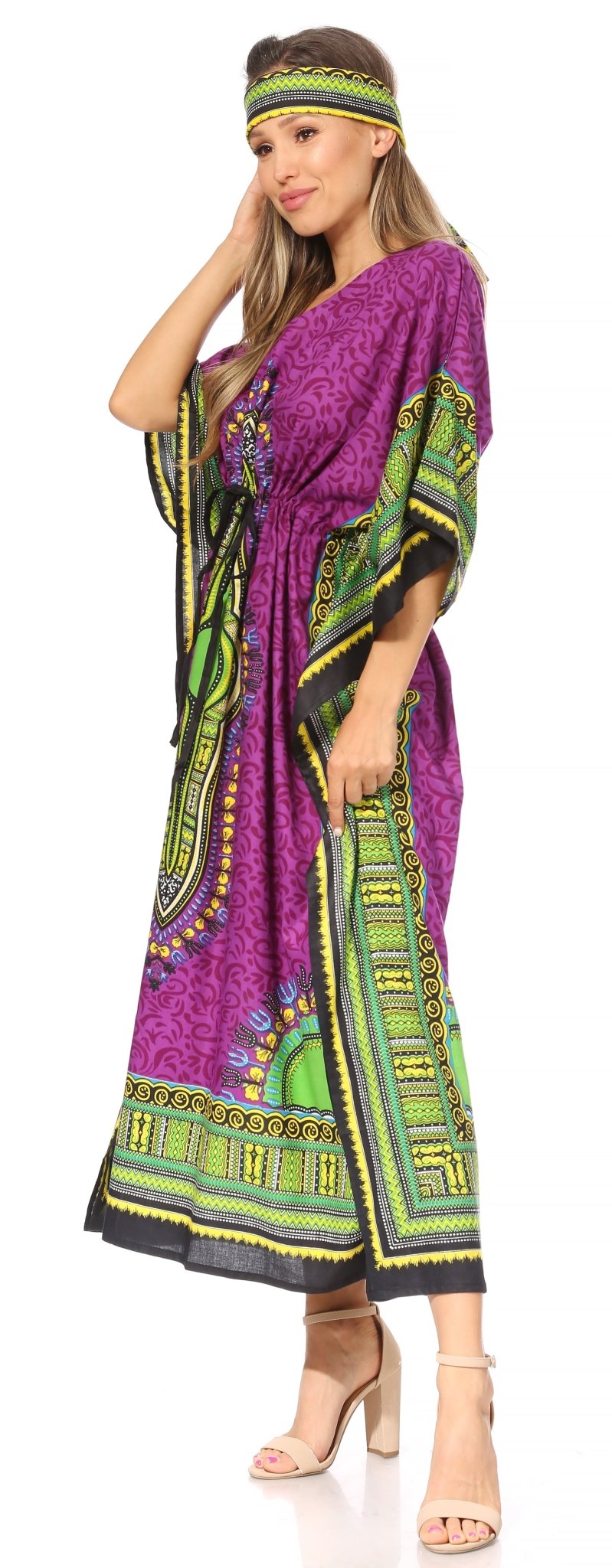 Sakkas Mera Women's Long Loose Short Sleeve Summer Casual Caftan Kaftan Dress - Buy One, Get One 50% Off dresses La Vie Bien Sakkas Mera Women's Long Loose Short Sleeve Summer Casual Caftan Kaftan Dress - Buy One, Get One 50% Off