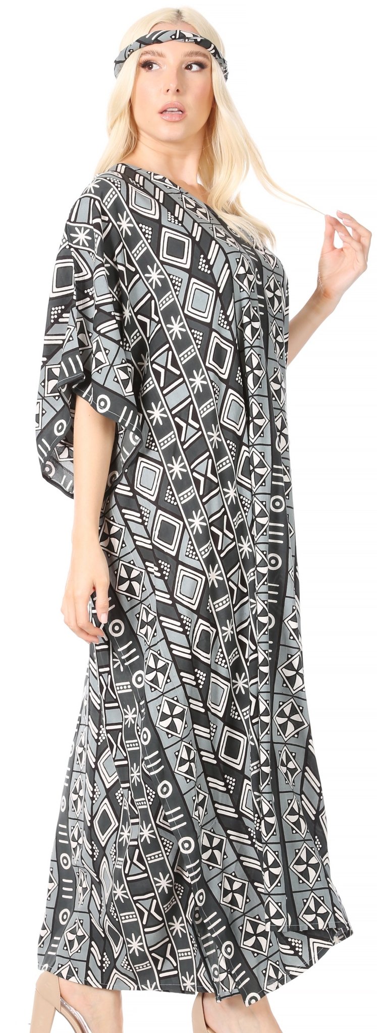 Sakkas Mera Women's Long Loose Short Sleeve Summer Casual Caftan Kaftan Dress - Buy One, Get One 50% Off dresses La Vie Bien Sakkas Mera Women's Long Loose Short Sleeve Summer Casual Caftan Kaftan Dress - Buy One, Get One 50% Off