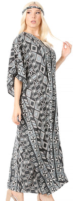 Sakkas Mera Women's Long Loose Short Sleeve Summer Casual Caftan Kaftan Dress - Buy One, Get One 50% Off dresses La Vie Bien Sakkas Mera Women's Long Loose Short Sleeve Summer Casual Caftan Kaftan Dress - Buy One, Get One 50% Off