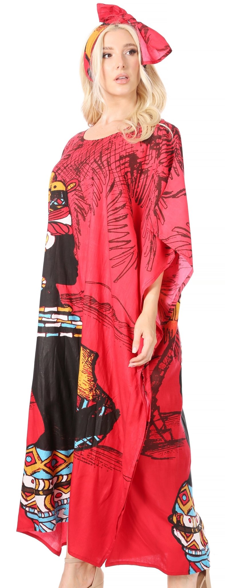 Sakkas Mera Women's Long Loose Short Sleeve Summer Casual Caftan Kaftan Dress - Buy One, Get One 50% Off dresses La Vie Bien Sakkas Mera Women's Long Loose Short Sleeve Summer Casual Caftan Kaftan Dress - Buy One, Get One 50% Off