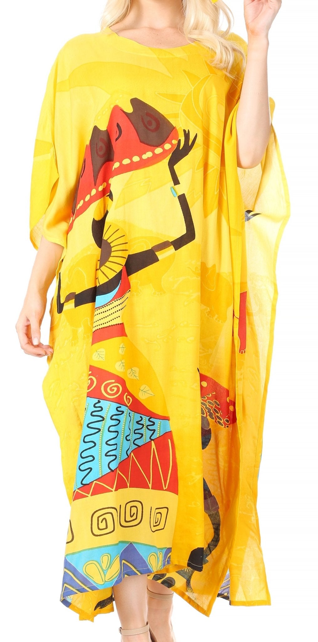 Sakkas Mera Women's Long Loose Short Sleeve Summer Casual Caftan Kaftan Dress - Buy One, Get One 50% Off dresses La Vie Bien Sakkas Mera Women's Long Loose Short Sleeve Summer Casual Caftan Kaftan Dress - Buy One, Get One 50% Off