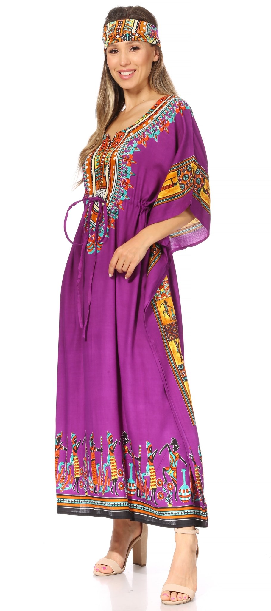 Sakkas Mera Women's Long Loose Short Sleeve Summer Casual Caftan Kaftan Dress - Buy One, Get One 50% Off dresses La Vie Bien Sakkas Mera Women's Long Loose Short Sleeve Summer Casual Caftan Kaftan Dress - Buy One, Get One 50% Off