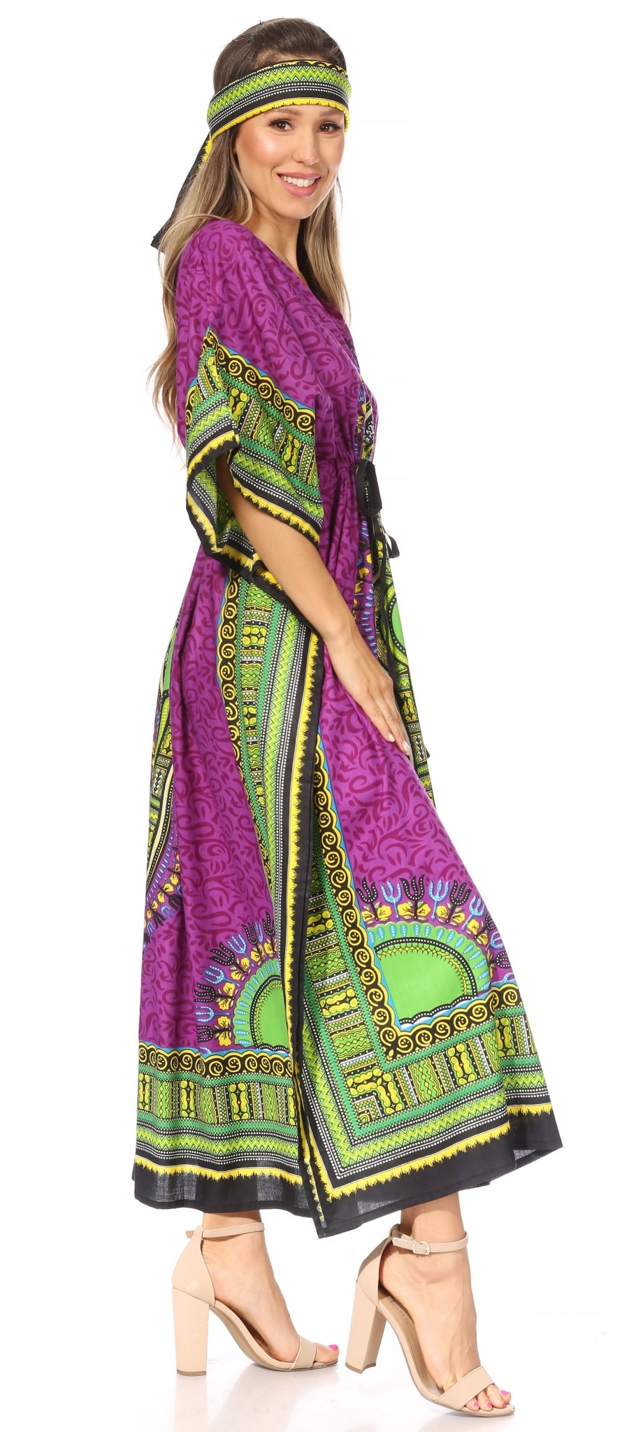 Sakkas Mera Women's Long Loose Short Sleeve Summer Casual Caftan Kaftan Dress - Buy One, Get One 50% Off dresses La Vie Bien Sakkas Mera Women's Long Loose Short Sleeve Summer Casual Caftan Kaftan Dress - Buy One, Get One 50% Off