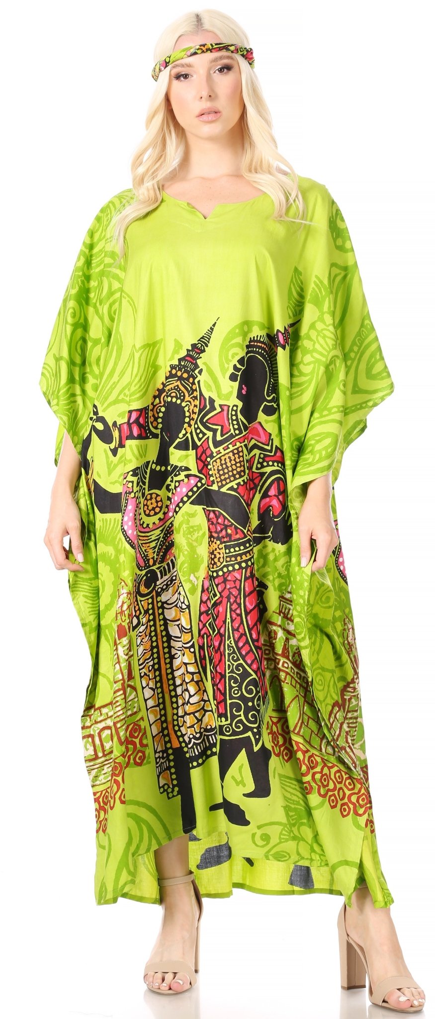 Sakkas Mera Women's Long Loose Short Sleeve Summer Casual Caftan Kaftan Dress - Buy One, Get One 50% Off dresses La Vie Bien Sakkas Mera Women's Long Loose Short Sleeve Summer Casual Caftan Kaftan Dress - Buy One, Get One 50% Off