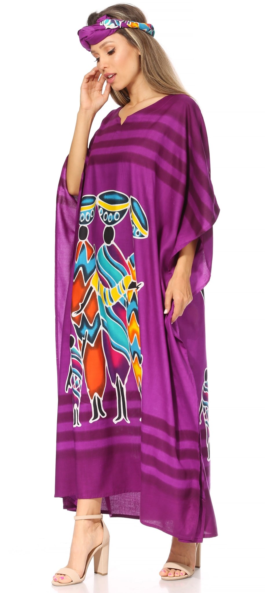 Sakkas Mera Women's Long Loose Short Sleeve Summer Casual Caftan Kaftan Dress - Buy One, Get One 50% Off dresses La Vie Bien Sakkas Mera Women's Long Loose Short Sleeve Summer Casual Caftan Kaftan Dress - Buy One, Get One 50% Off