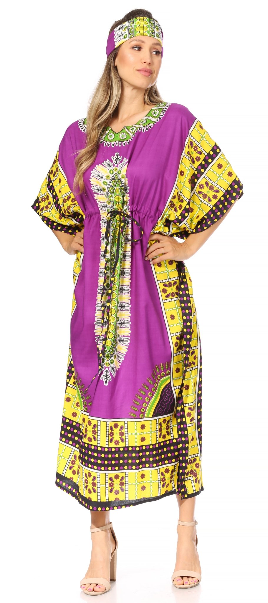 Sakkas Mera Women's Long Loose Short Sleeve Summer Casual Caftan Kaftan Dress - Buy One, Get One 50% Off dresses La Vie Bien Sakkas Mera Women's Long Loose Short Sleeve Summer Casual Caftan Kaftan Dress - Buy One, Get One 50% Off