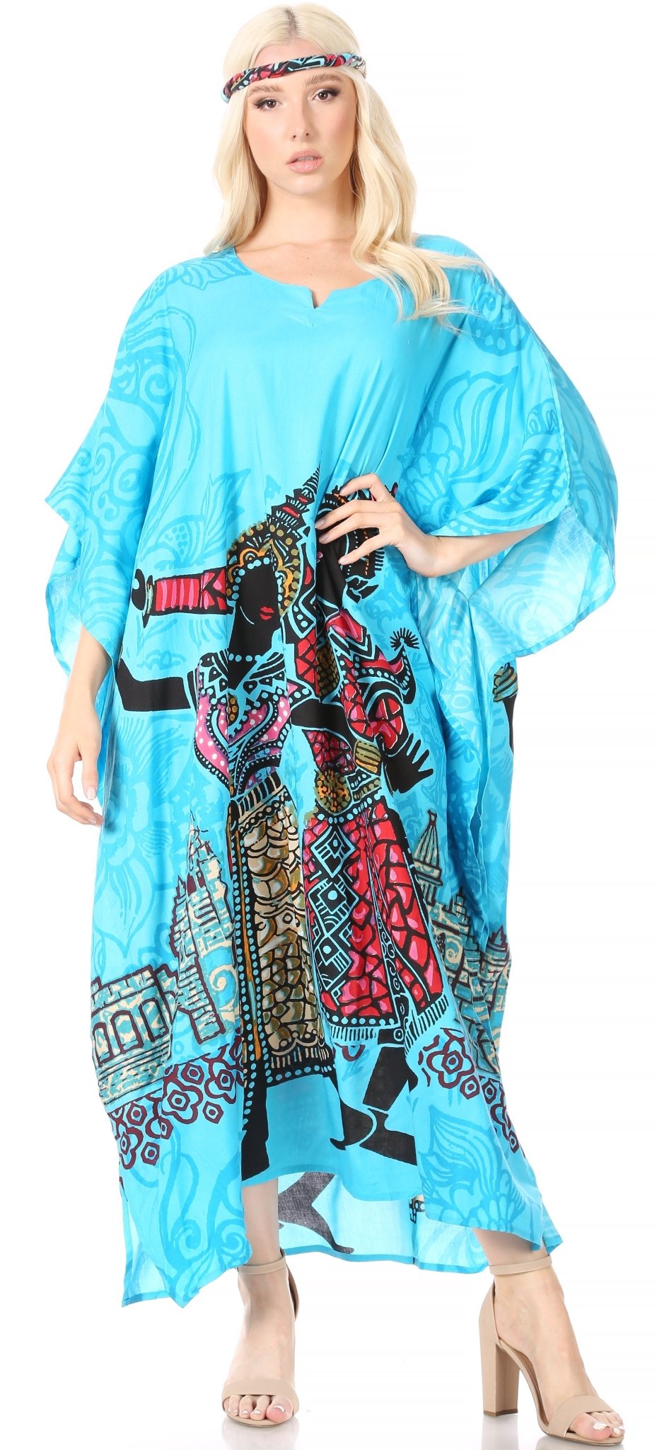 Sakkas Mera Women's Long Loose Short Sleeve Summer Casual Caftan Kaftan Dress - Buy One, Get One 50% Off dresses La Vie Bien Sakkas Mera Women's Long Loose Short Sleeve Summer Casual Caftan Kaftan Dress - Buy One, Get One 50% Off