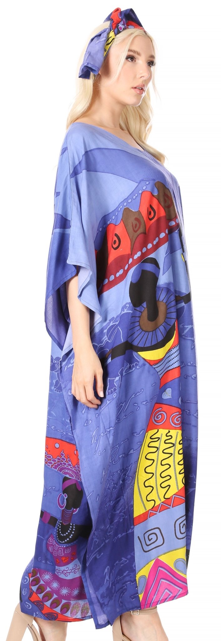 Sakkas Mera Women's Long Loose Short Sleeve Summer Casual Caftan Kaftan Dress - Buy One, Get One 50% Off dresses La Vie Bien Sakkas Mera Women's Long Loose Short Sleeve Summer Casual Caftan Kaftan Dress - Buy One, Get One 50% Off