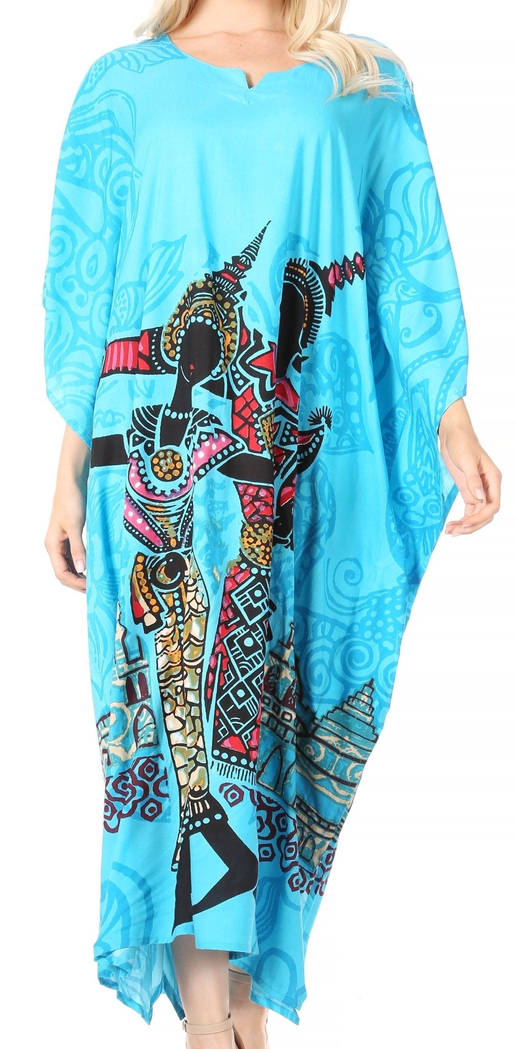 Sakkas Mera Women's Long Loose Short Sleeve Summer Casual Caftan Kaftan Dress - Buy One, Get One 50% Off dresses La Vie Bien Sakkas Mera Women's Long Loose Short Sleeve Summer Casual Caftan Kaftan Dress - Buy One, Get One 50% Off