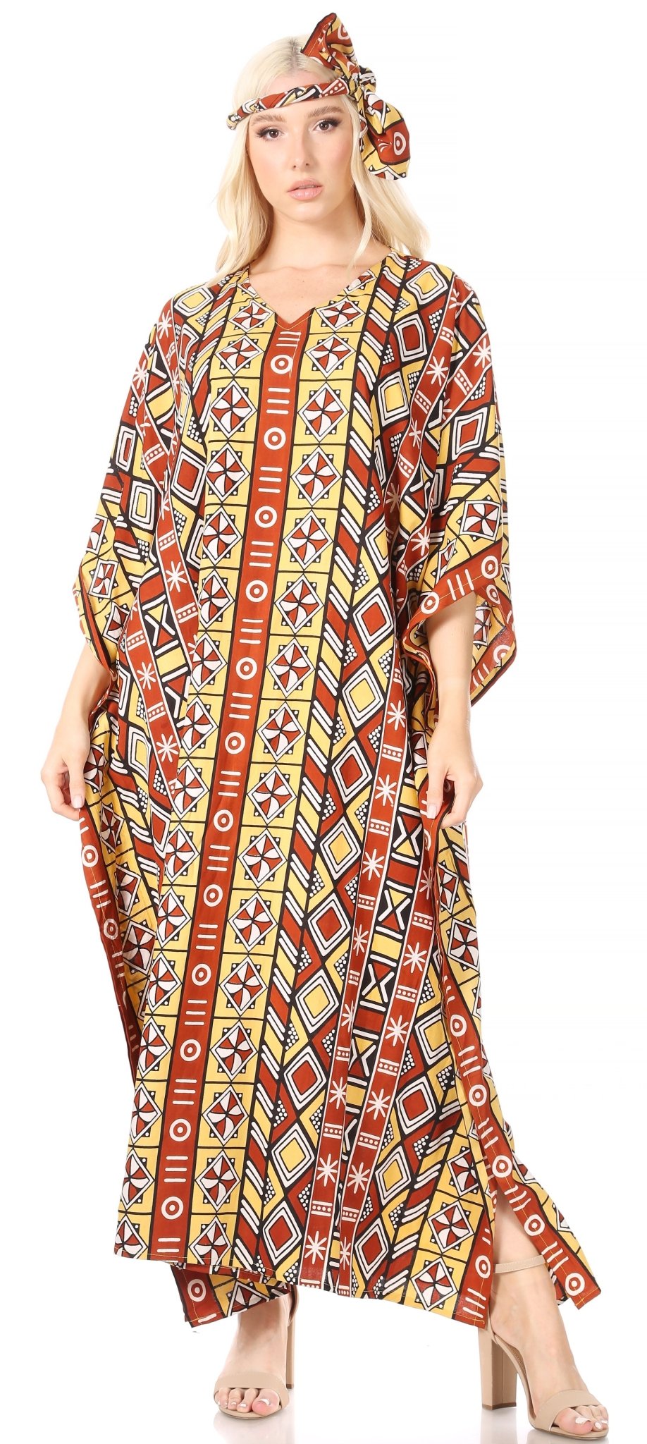 Sakkas Mera Women's Long Loose Short Sleeve Summer Casual Caftan Kaftan Dress - Buy One, Get One 50% Off dresses La Vie Bien Sakkas Mera Women's Long Loose Short Sleeve Summer Casual Caftan Kaftan Dress - Buy One, Get One 50% Off