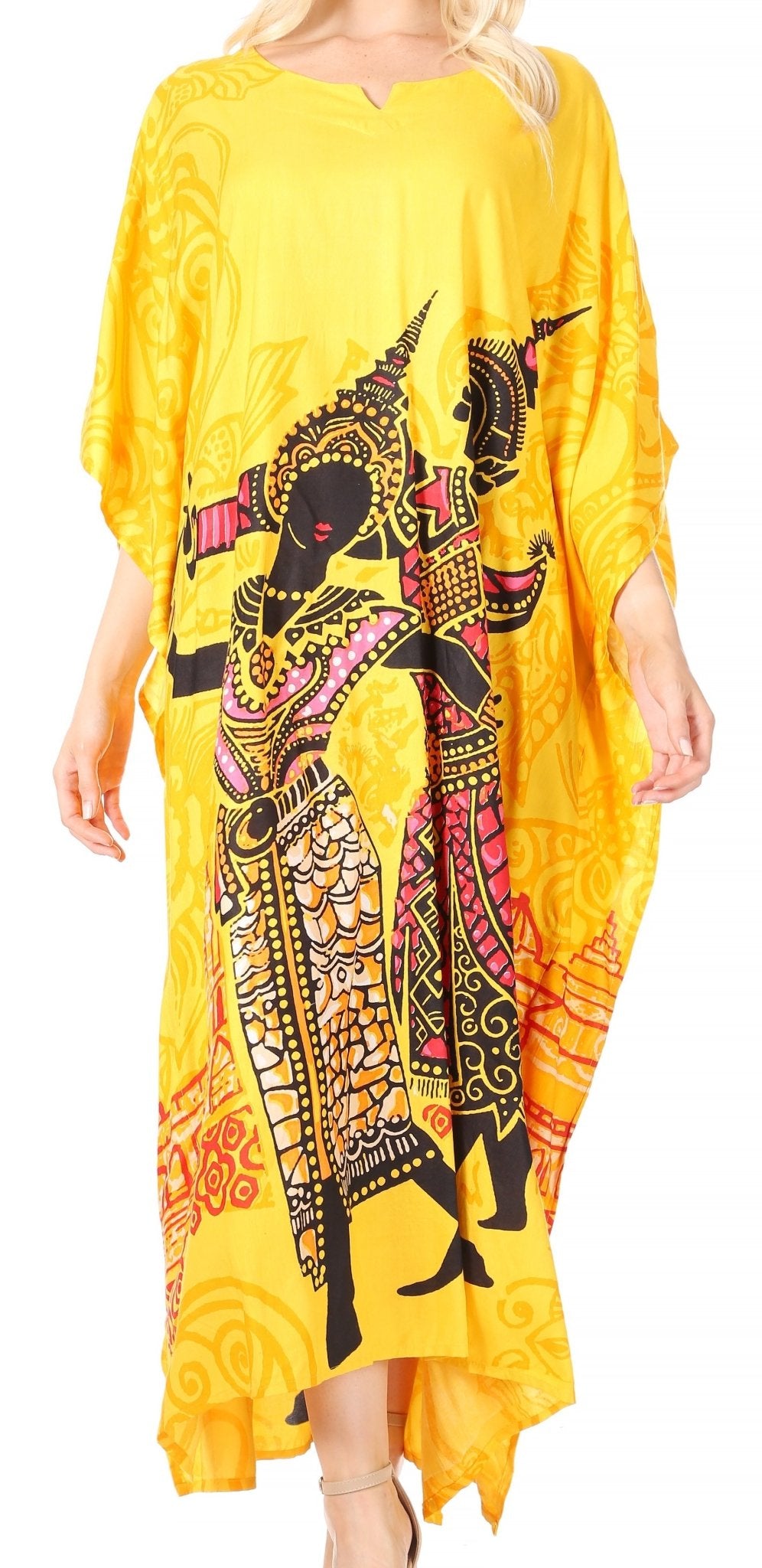 Sakkas Mera Women's Long Loose Short Sleeve Summer Casual Caftan Kaftan Dress - Buy One, Get One 50% Off dresses La Vie Bien Sakkas Mera Women's Long Loose Short Sleeve Summer Casual Caftan Kaftan Dress - Buy One, Get One 50% Off