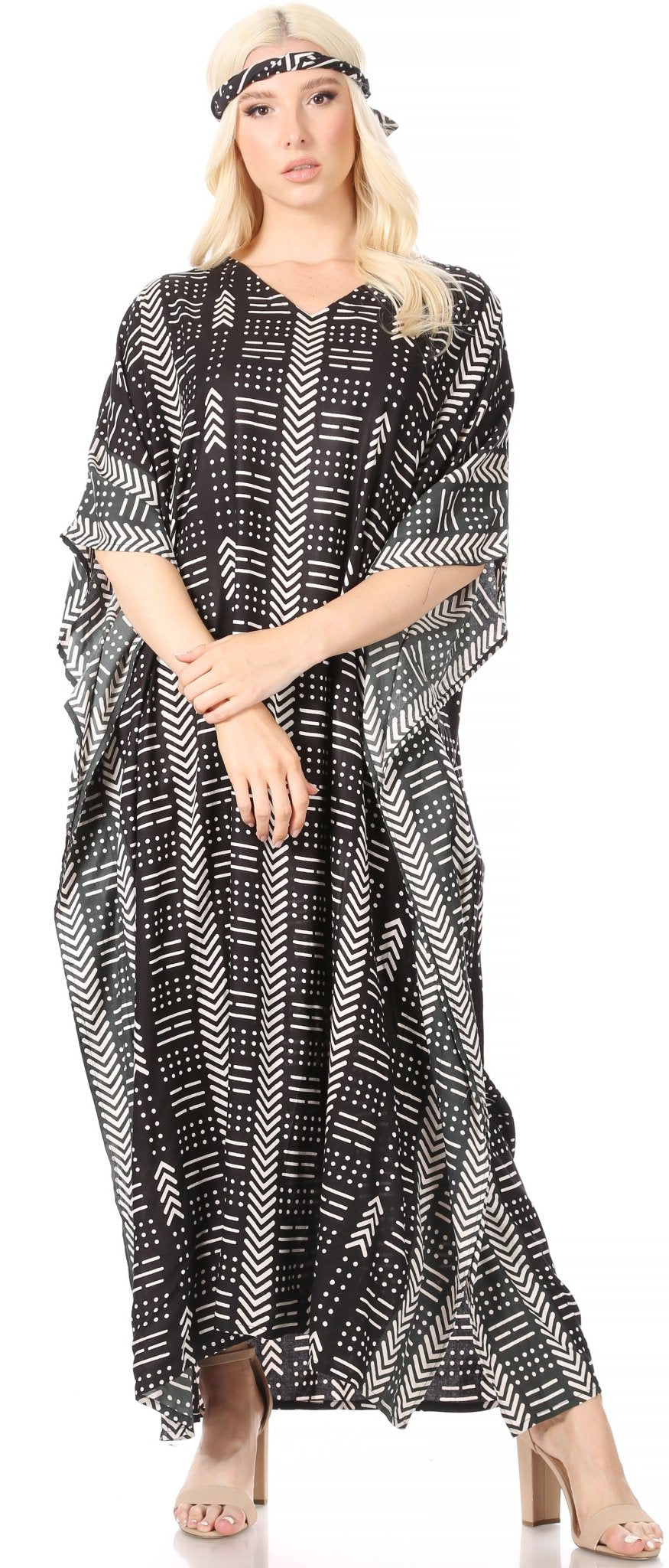 Sakkas Mera Women's Long Loose Short Sleeve Summer Casual Caftan Kaftan Dress - Buy One, Get One 50% Off dresses La Vie Bien Sakkas Mera Women's Long Loose Short Sleeve Summer Casual Caftan Kaftan Dress - Buy One, Get One 50% Off