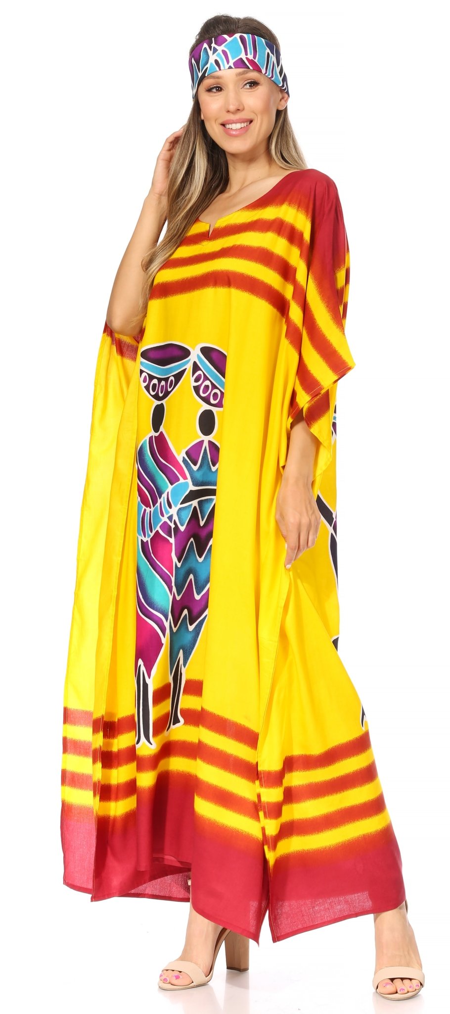 Sakkas Mera Women's Long Loose Short Sleeve Summer Casual Caftan Kaftan Dress - Buy One, Get One 50% Off dresses La Vie Bien Sakkas Mera Women's Long Loose Short Sleeve Summer Casual Caftan Kaftan Dress - Buy One, Get One 50% Off