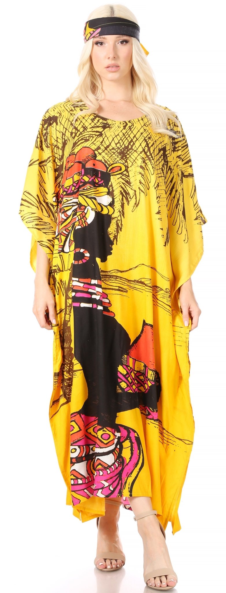 Sakkas Mera Women's Long Loose Short Sleeve Summer Casual Caftan Kaftan Dress - Buy One, Get One 50% Off dresses La Vie Bien Sakkas Mera Women's Long Loose Short Sleeve Summer Casual Caftan Kaftan Dress - Buy One, Get One 50% Off