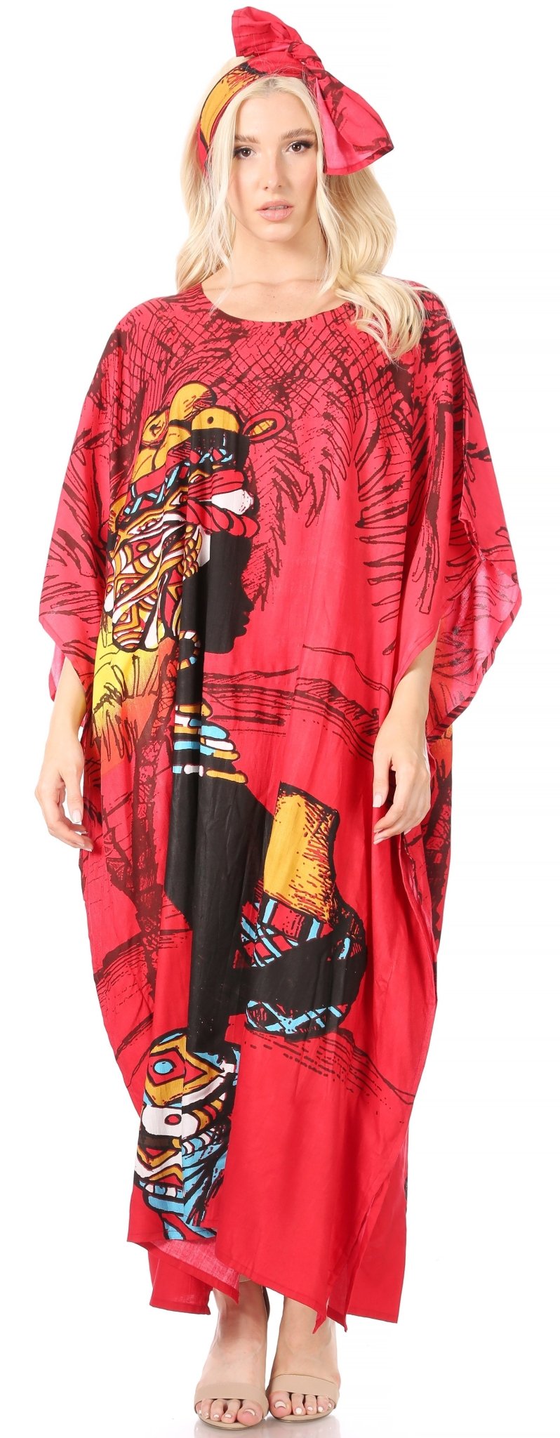Sakkas Mera Women's Long Loose Short Sleeve Summer Casual Caftan Kaftan Dress - Buy One, Get One 50% Off dresses La Vie Bien Sakkas Mera Women's Long Loose Short Sleeve Summer Casual Caftan Kaftan Dress - Buy One, Get One 50% Off