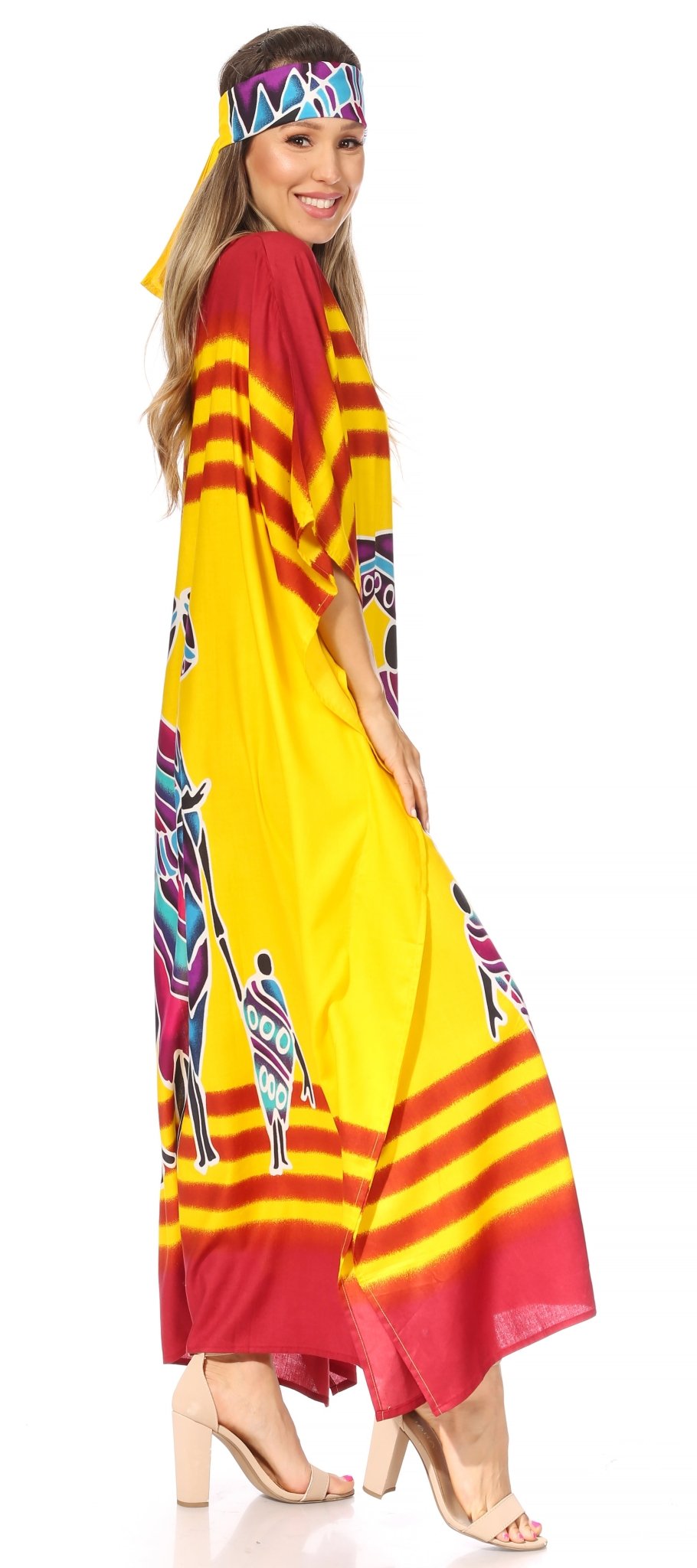 Sakkas Mera Women's Long Loose Short Sleeve Summer Casual Caftan Kaftan Dress - Buy One, Get One 50% Off dresses La Vie Bien Sakkas Mera Women's Long Loose Short Sleeve Summer Casual Caftan Kaftan Dress - Buy One, Get One 50% Off
