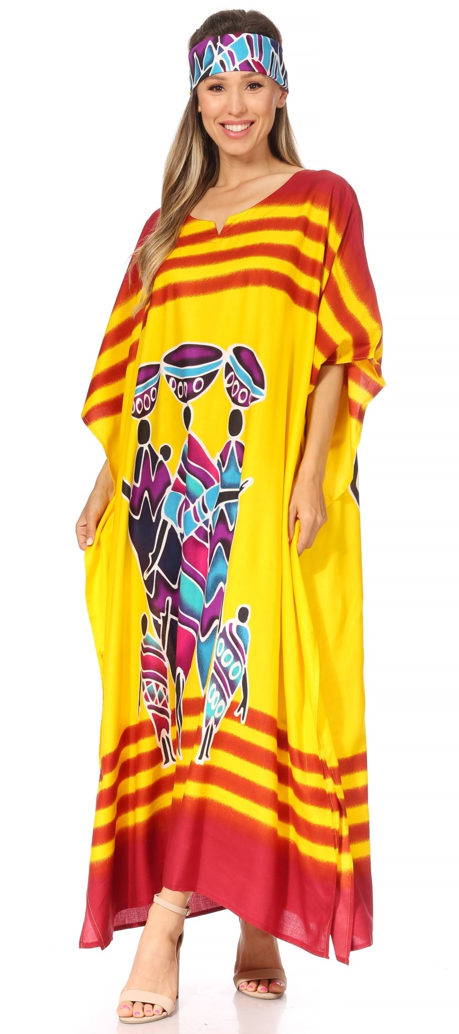 Sakkas Mera Women's Long Loose Short Sleeve Summer Casual Caftan Kaftan Dress - Buy One, Get One 50% Off dresses La Vie Bien Sakkas Mera Women's Long Loose Short Sleeve Summer Casual Caftan Kaftan Dress - Buy One, Get One 50% Off