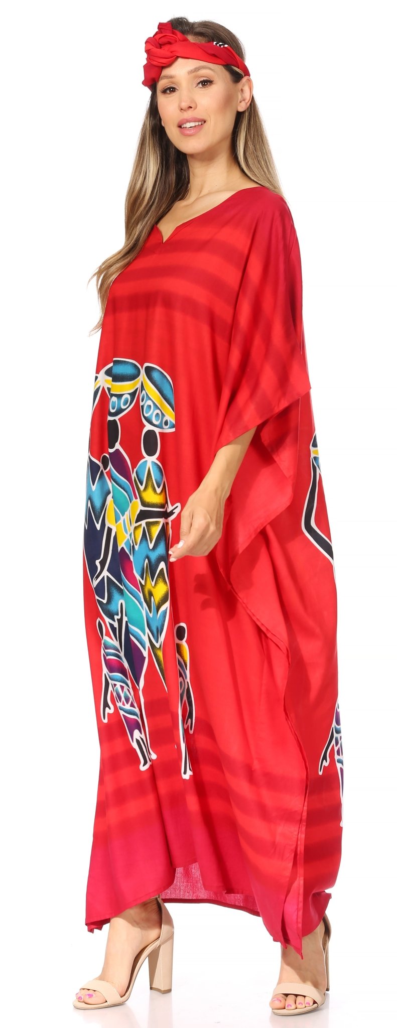 Sakkas Mera Women's Long Loose Short Sleeve Summer Casual Caftan Kaftan Dress - Buy One, Get One 50% Off dresses La Vie Bien Sakkas Mera Women's Long Loose Short Sleeve Summer Casual Caftan Kaftan Dress - Buy One, Get One 50% Off