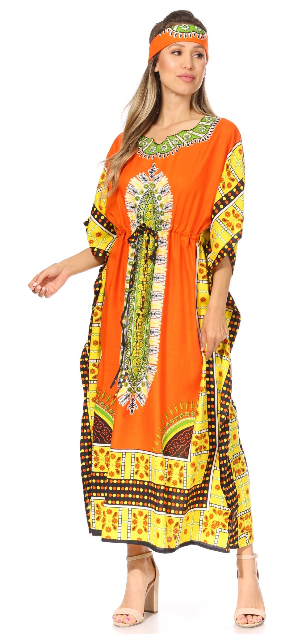 Sakkas Mera Women's Long Loose Short Sleeve Summer Casual Caftan Kaftan Dress - Buy One, Get One 50% Off dresses La Vie Bien Sakkas Mera Women's Long Loose Short Sleeve Summer Casual Caftan Kaftan Dress - Buy One, Get One 50% Off