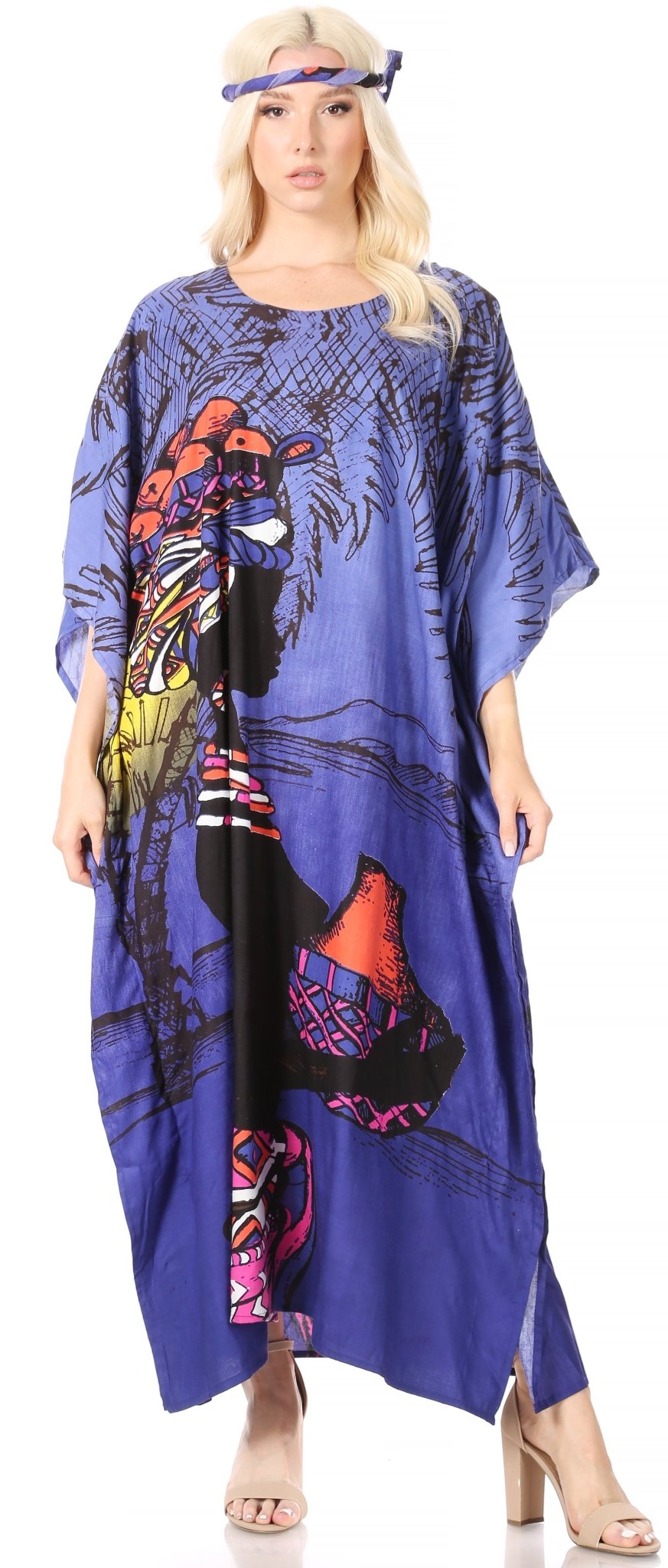 Sakkas Mera Women's Long Loose Short Sleeve Summer Casual Caftan Kaftan Dress - Buy One, Get One 50% Off dresses La Vie Bien Sakkas Mera Women's Long Loose Short Sleeve Summer Casual Caftan Kaftan Dress - Buy One, Get One 50% Off