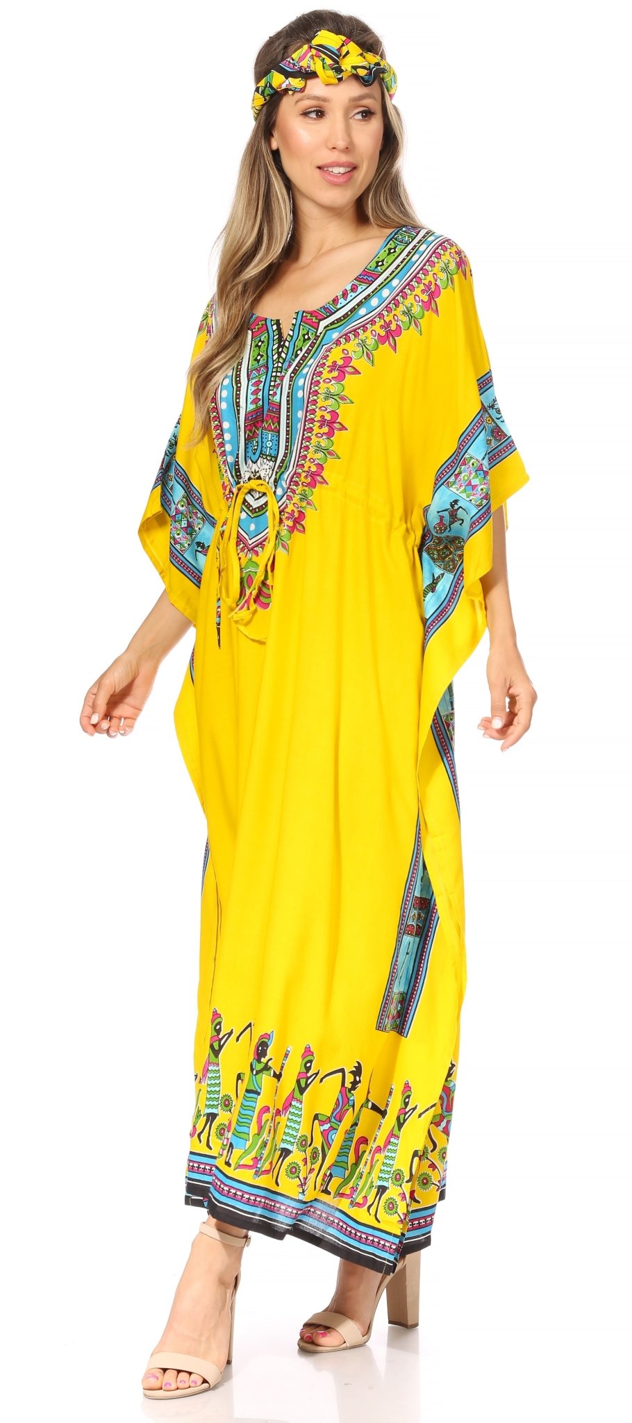 Sakkas Mera Women's Long Loose Short Sleeve Summer Casual Caftan Kaftan Dress - Buy One, Get One 50% Off dresses La Vie Bien Sakkas Mera Women's Long Loose Short Sleeve Summer Casual Caftan Kaftan Dress - Buy One, Get One 50% Off