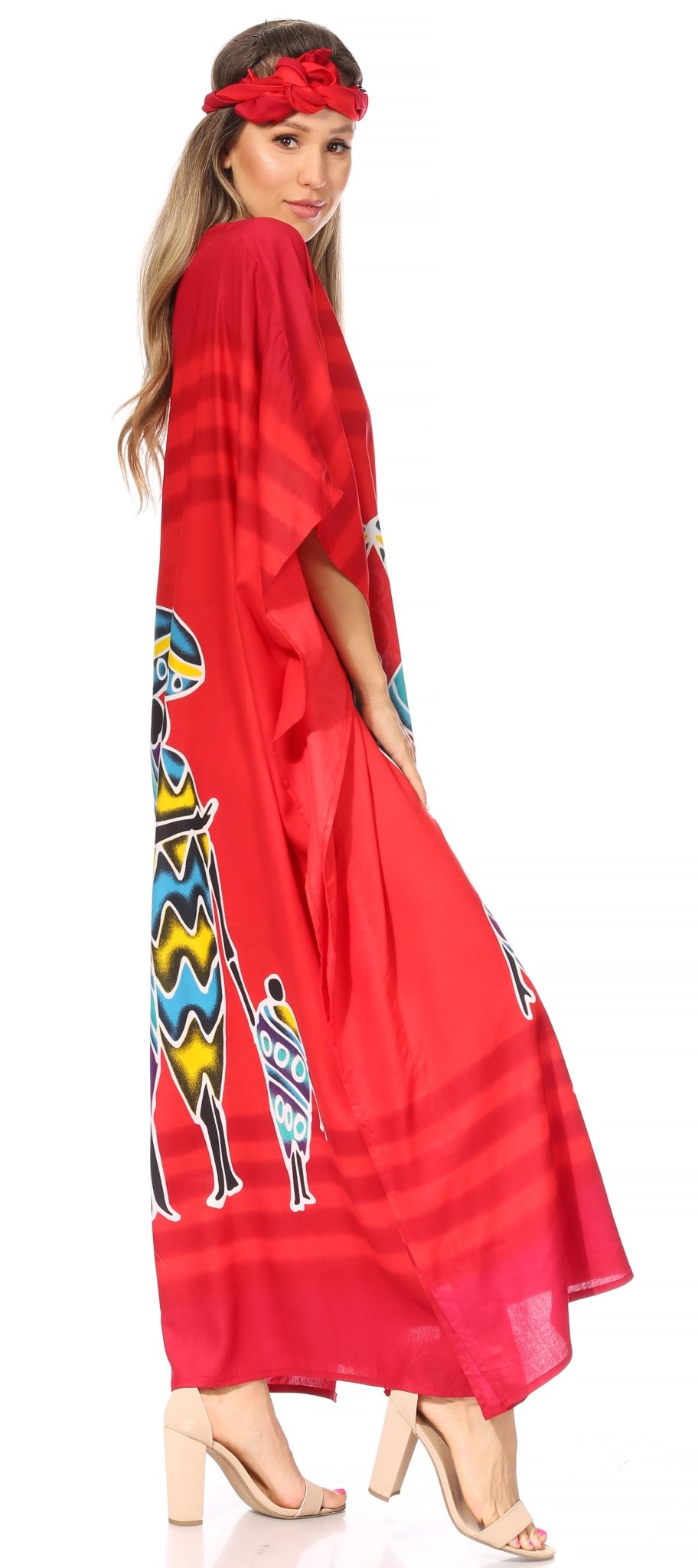 Sakkas Mera Women's Long Loose Short Sleeve Summer Casual Caftan Kaftan Dress - Buy One, Get One 50% Off dresses La Vie Bien Sakkas Mera Women's Long Loose Short Sleeve Summer Casual Caftan Kaftan Dress - Buy One, Get One 50% Off
