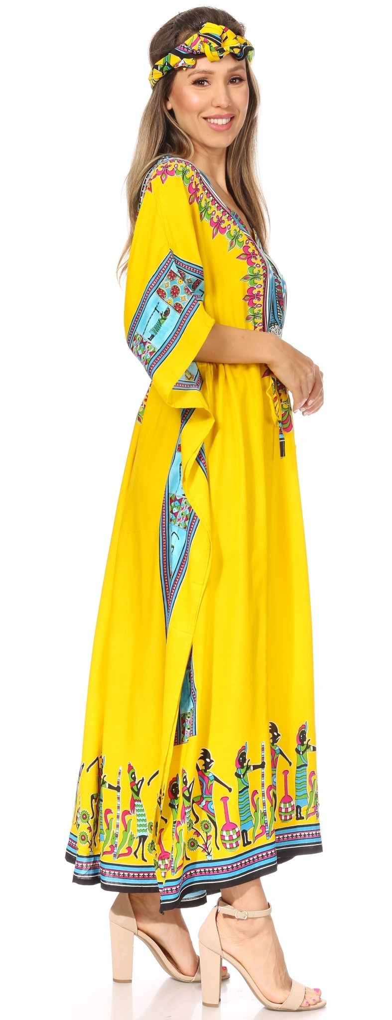 Sakkas Mera Women's Long Loose Short Sleeve Summer Casual Caftan Kaftan Dress - Buy One, Get One 50% Off dresses La Vie Bien Sakkas Mera Women's Long Loose Short Sleeve Summer Casual Caftan Kaftan Dress - Buy One, Get One 50% Off