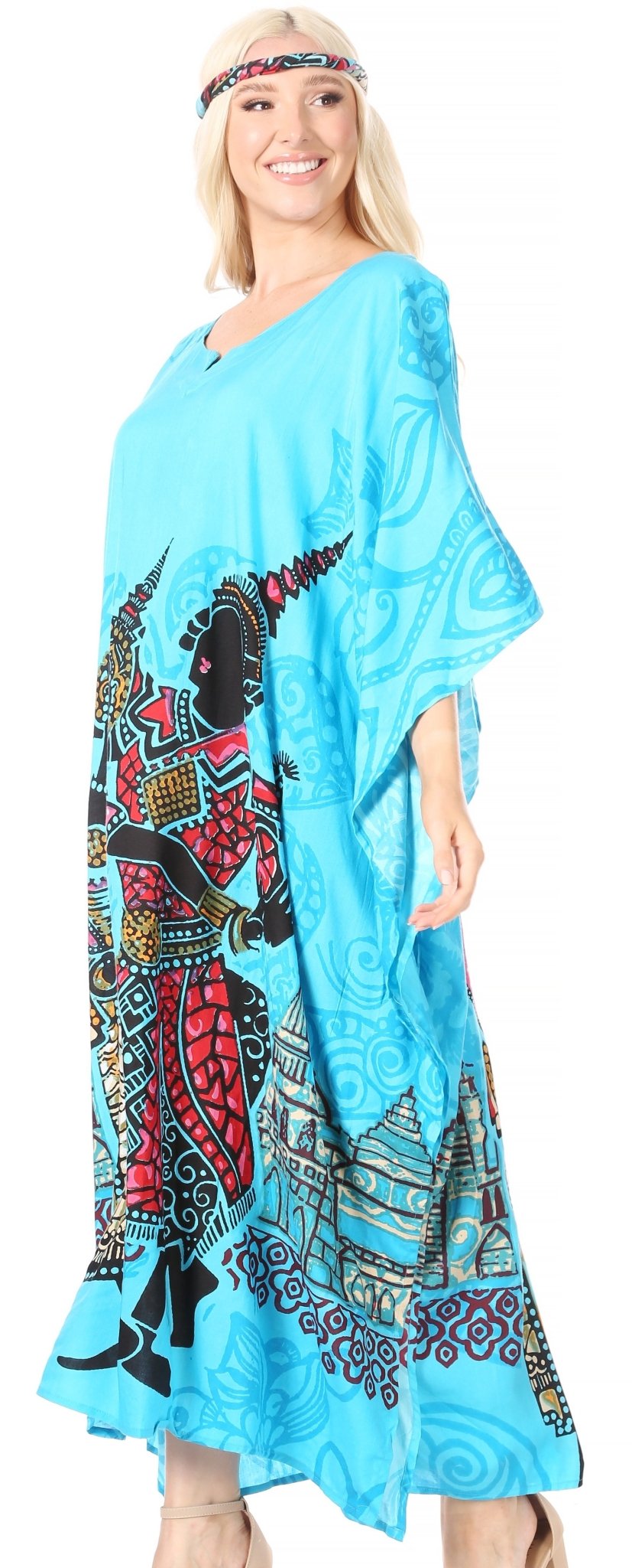 Sakkas Mera Women's Long Loose Short Sleeve Summer Casual Caftan Kaftan Dress - Buy One, Get One 50% Off dresses La Vie Bien Sakkas Mera Women's Long Loose Short Sleeve Summer Casual Caftan Kaftan Dress - Buy One, Get One 50% Off