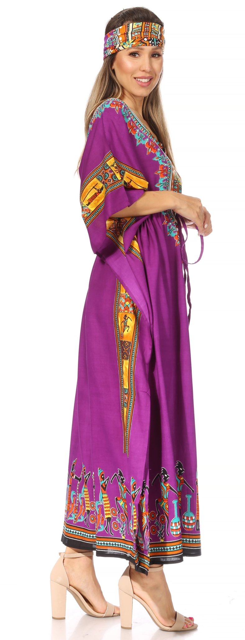 Sakkas Mera Women's Long Loose Short Sleeve Summer Casual Caftan Kaftan Dress - Buy One, Get One 50% Off dresses La Vie Bien Sakkas Mera Women's Long Loose Short Sleeve Summer Casual Caftan Kaftan Dress - Buy One, Get One 50% Off