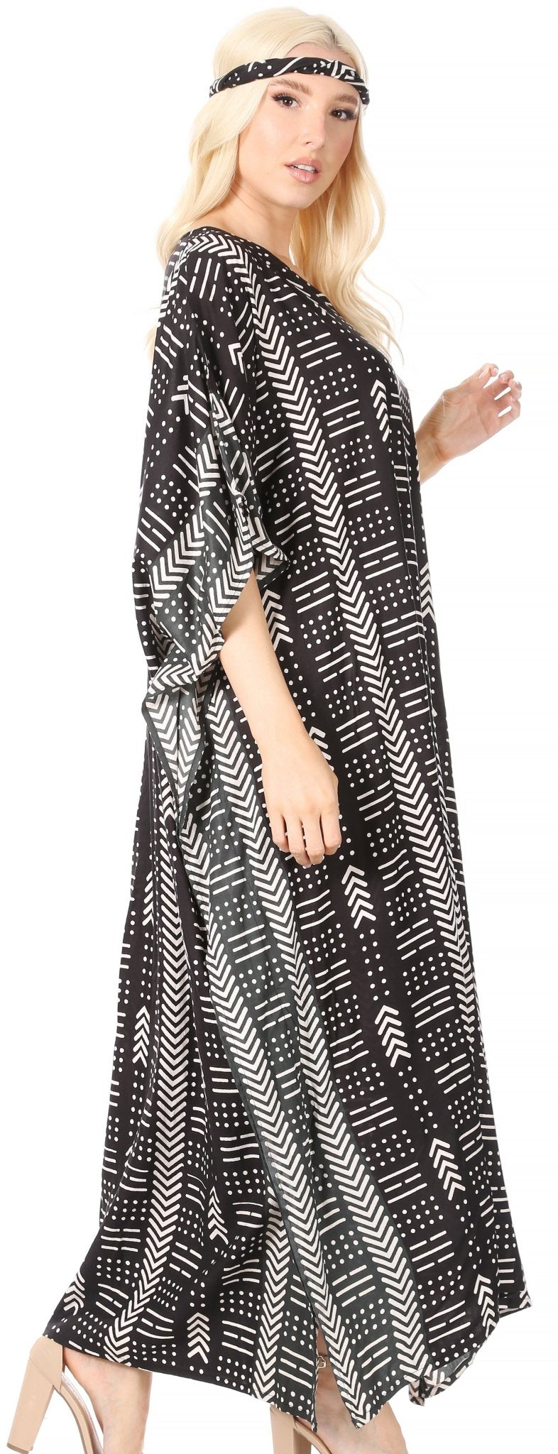 Sakkas Mera Women's Long Loose Short Sleeve Summer Casual Caftan Kaftan Dress - Buy One, Get One 50% Off dresses La Vie Bien Sakkas Mera Women's Long Loose Short Sleeve Summer Casual Caftan Kaftan Dress - Buy One, Get One 50% Off