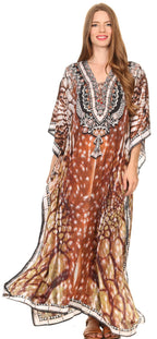 Sakkas Milanna Women's V neck Short Sleeve Vibrant Print Caftan Dress Cover-up dresses La Vie Bien Sakkas Milanna Women's V neck Short Sleeve Vibrant Print Caftan Dress Cover-up