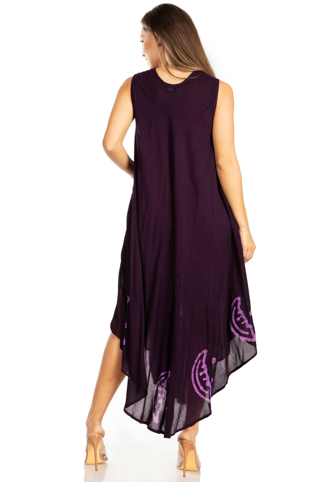 Sakkas Moon and Stars Batik Caftan Tank Dress / Cover Up dresses La Vie Bien Sakkas Moon and Stars Batik Caftan Tank Dress / Cover Up