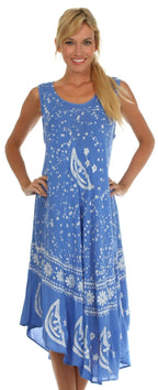 Sakkas Moon and Stars Batik Caftan Tank Dress / Cover Up dresses La Vie Bien Sakkas Moon and Stars Batik Caftan Tank Dress / Cover Up