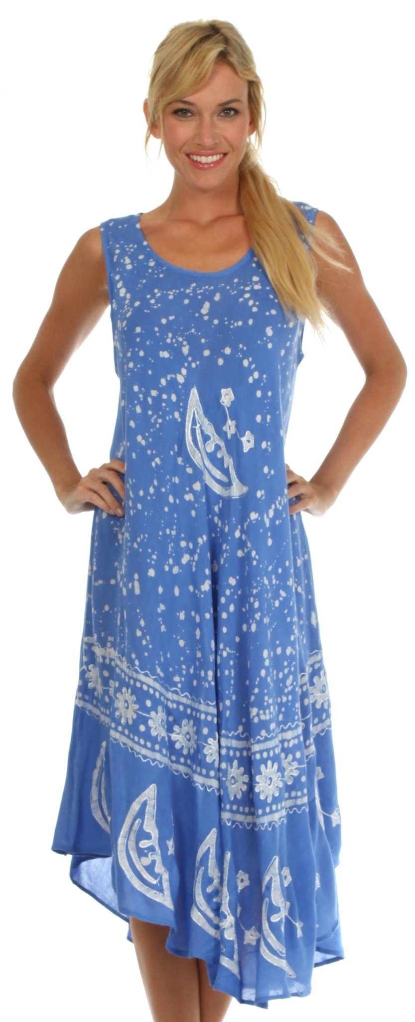 Sakkas Moon and Stars Batik Caftan Tank Dress / Cover Up dresses La Vie Bien Sakkas Moon and Stars Batik Caftan Tank Dress / Cover Up