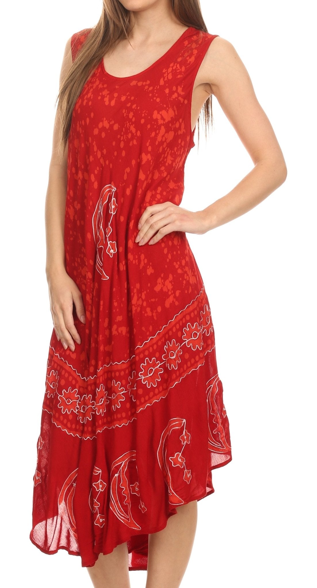 Sakkas Moon and Stars Batik Caftan Tank Dress / Cover Up dresses La Vie Bien Sakkas Moon and Stars Batik Caftan Tank Dress / Cover Up