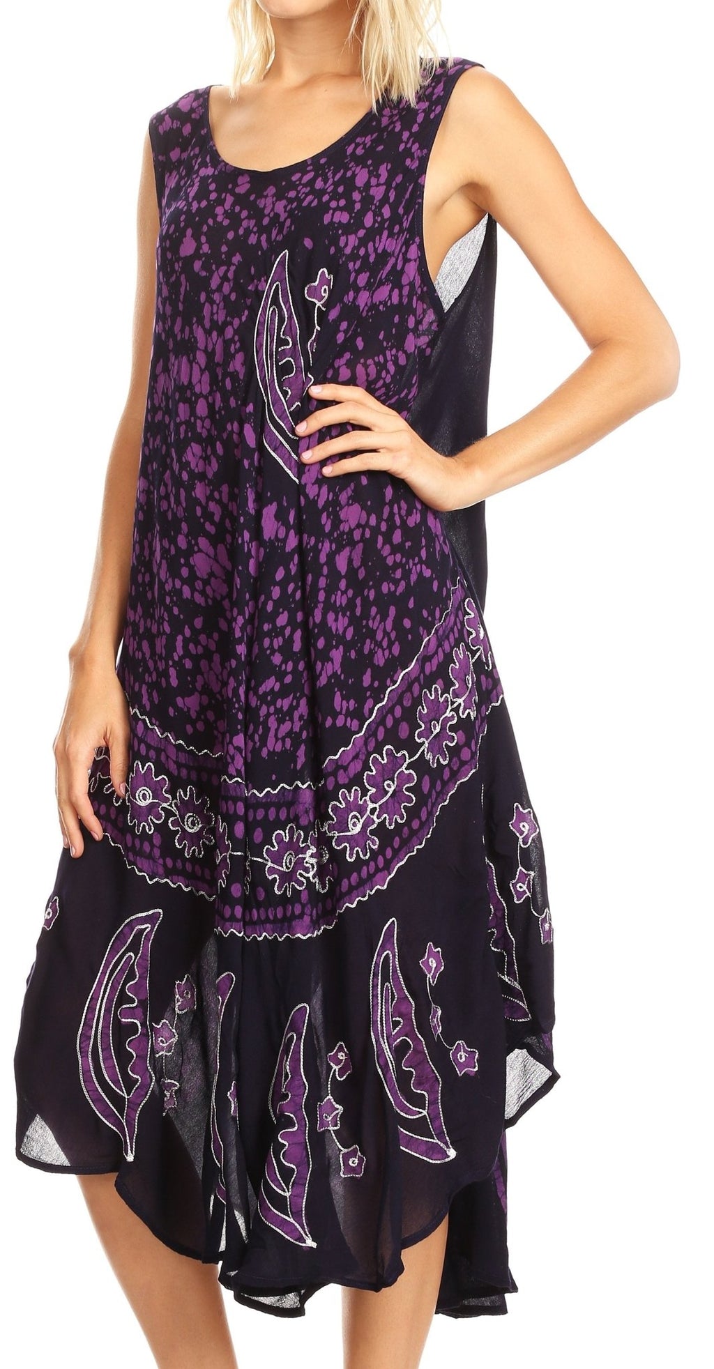 Sakkas Moon and Stars Batik Caftan Tank Dress / Cover Up dresses La Vie Bien Sakkas Moon and Stars Batik Caftan Tank Dress / Cover Up