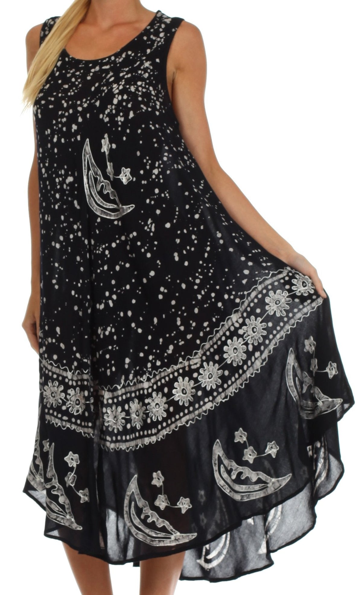 Sakkas Moon and Stars Batik Caftan Tank Dress / Cover Up dresses La Vie Bien Sakkas Moon and Stars Batik Caftan Tank Dress / Cover Up