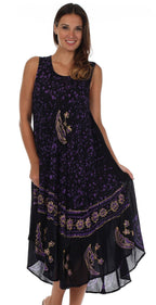 Sakkas Moon and Stars Batik Caftan Tank Dress / Cover Up dresses La Vie Bien Sakkas Moon and Stars Batik Caftan Tank Dress / Cover Up