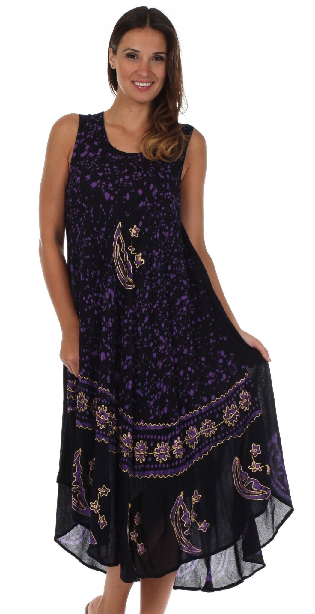 Sakkas Moon and Stars Batik Caftan Tank Dress / Cover Up dresses La Vie Bien Sakkas Moon and Stars Batik Caftan Tank Dress / Cover Up