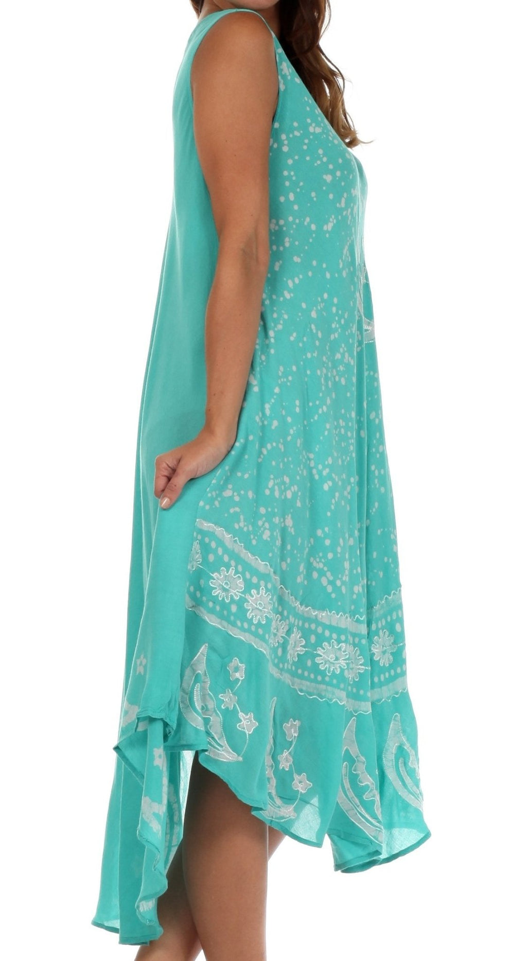Sakkas Moon and Stars Batik Caftan Tank Dress / Cover Up dresses La Vie Bien Sakkas Moon and Stars Batik Caftan Tank Dress / Cover Up