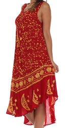 Sakkas Moon and Stars Batik Caftan Tank Dress / Cover Up dresses La Vie Bien Sakkas Moon and Stars Batik Caftan Tank Dress / Cover Up