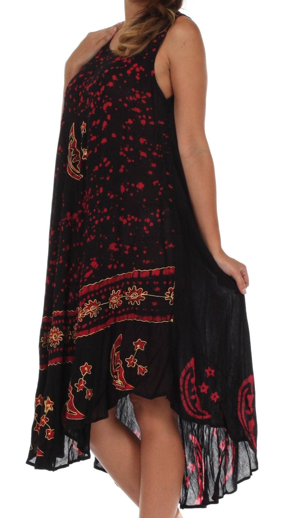 Sakkas Moon and Stars Batik Caftan Tank Dress / Cover Up dresses La Vie Bien Sakkas Moon and Stars Batik Caftan Tank Dress / Cover Up