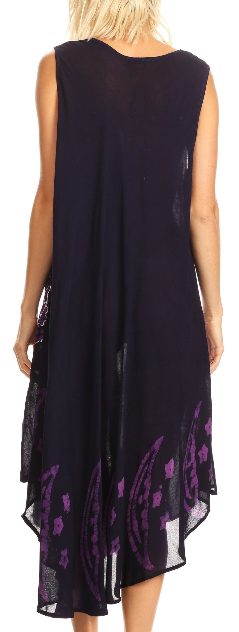 Sakkas Moon and Stars Batik Caftan Tank Dress / Cover Up dresses La Vie Bien Sakkas Moon and Stars Batik Caftan Tank Dress / Cover Up