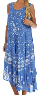 Sakkas Moon and Stars Batik Caftan Tank Dress / Cover Up dresses La Vie Bien Sakkas Moon and Stars Batik Caftan Tank Dress / Cover Up