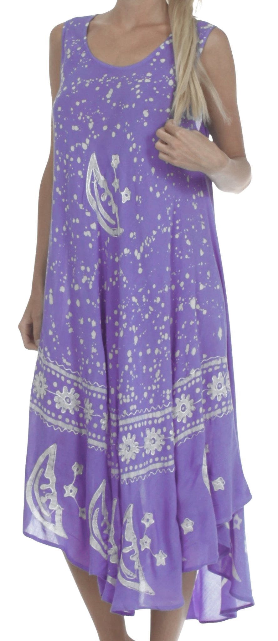 Sakkas Moon and Stars Batik Caftan Tank Dress / Cover Up dresses La Vie Bien Sakkas Moon and Stars Batik Caftan Tank Dress / Cover Up