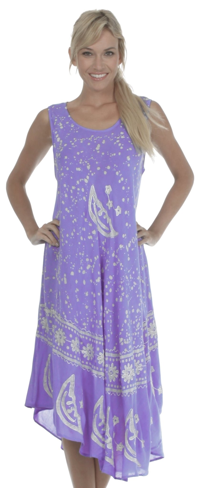 Sakkas Moon and Stars Batik Caftan Tank Dress / Cover Up dresses La Vie Bien Sakkas Moon and Stars Batik Caftan Tank Dress / Cover Up