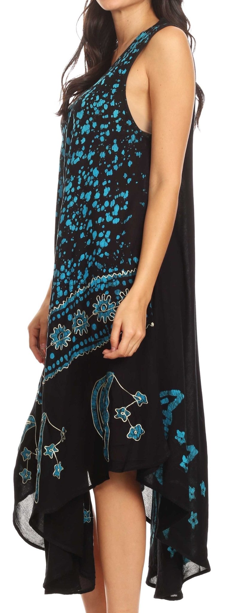 Sakkas Moon and Stars Batik Caftan Tank Dress / Cover Up dresses La Vie Bien Sakkas Moon and Stars Batik Caftan Tank Dress / Cover Up